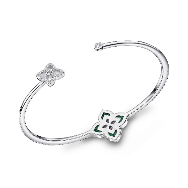 Срібний жорсткий браслет Квітка з малахітом (арт. 7509/2183310/20млх) – зображення 2