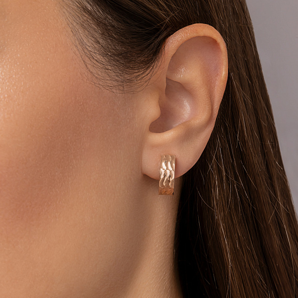 Золоті сережки кільця з алмазною насічкою (арт. 120304) – зображення 2