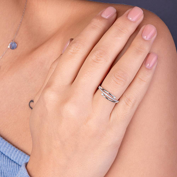 Золота каблучка з доріжкою з діамантів (арт. К011438010б) – зображення 4