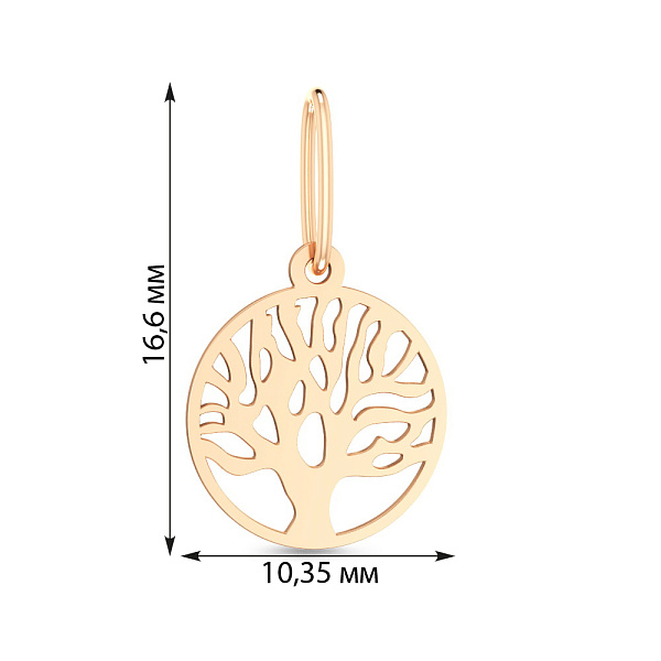 Кулон з червоного золота Дерево життя (арт. 441270) – зображення 3