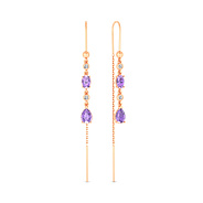 Фото Золоті сережки з аметистом і фіанітами (арт. 111247Па)