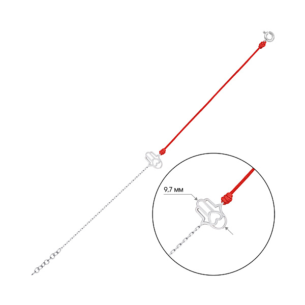 Браслет из серебра с красной нитью (арт. 7309/5054к) – изображение 2