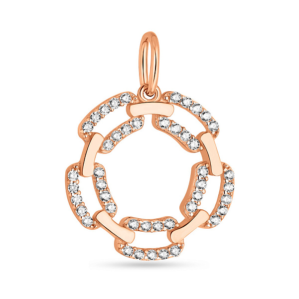 Підвіс "Ланки" з червоного золота з фіанітами  (арт. 424583) – зображення 1