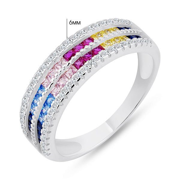 Серебряное кольцо с альпинитами и фианитами (арт. 7501/6776ацв) – изображение 2