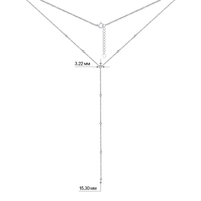 Срібне кольє-краватка подовжене з кульками (арт. 7507/1220)