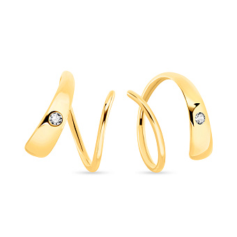 Серьги из желтого золота с одним фианитом (арт. 109149ж)