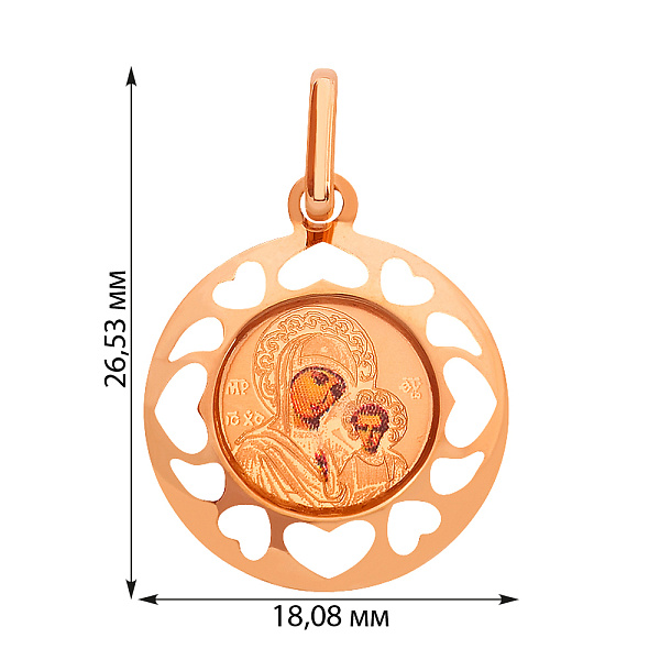 Золота ладанка іконка Божа Матір Казанська (арт. 421055К) – зображення 2