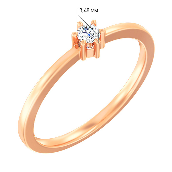 Кольцо из красного золота с бриллиантом (арт. К011169010) – изображение 2