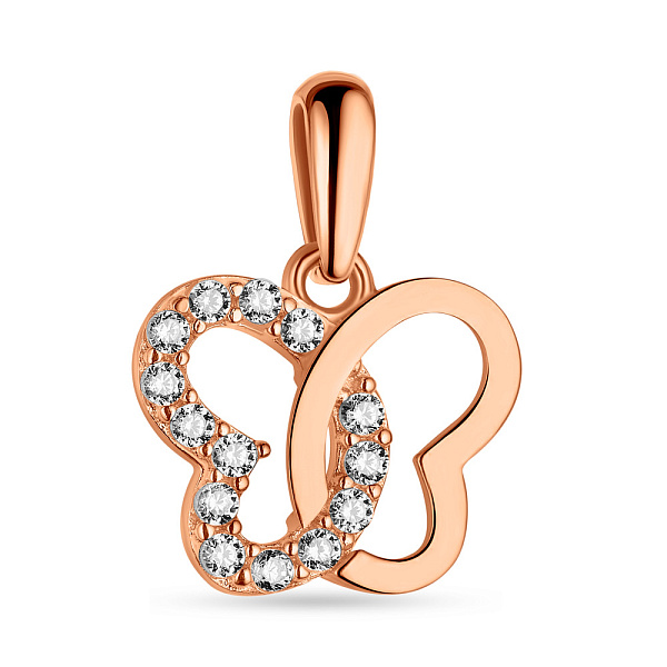 Золотой кулон "Бабочка" с фианитами (арт. 424490) – изображение 1