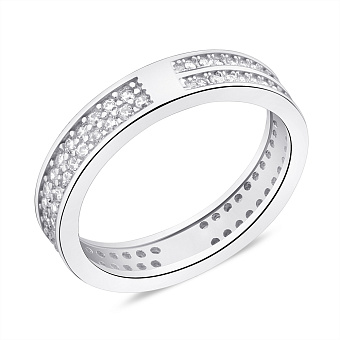 Подвійна срібна каблучка з фіанітами (арт. 7501/КК2Ф/2062-17)