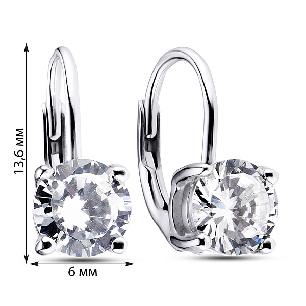 Серебряные серьги с фианитом (арт. 7502/1776) – изображение 3