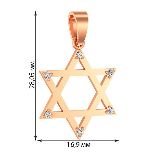 Золотая подвеска «Звезда Давида» с фианитами (арт. 440351) – изображение 4