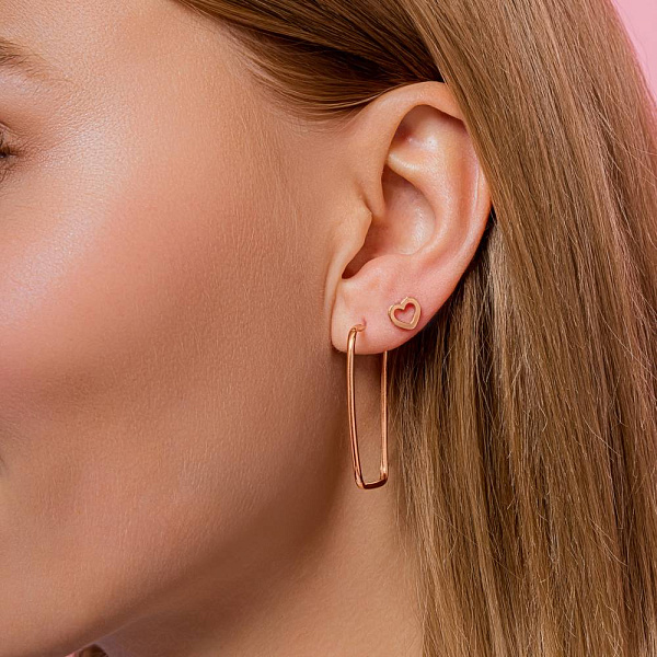 Золотые серьги-пусеты в форме сердца (арт. 2106843101) – изображение 2