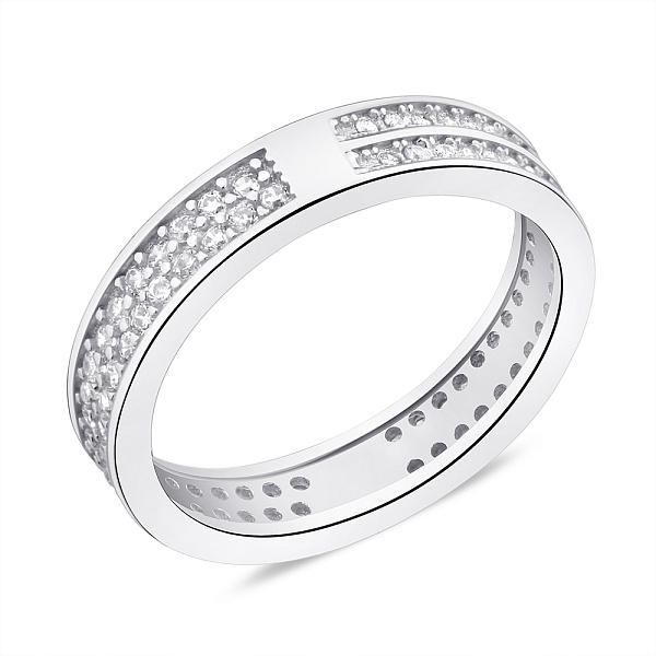 Подвійна срібна каблучка з фіанітами (арт. 7501/КК2Ф/2062-17) – зображення 1