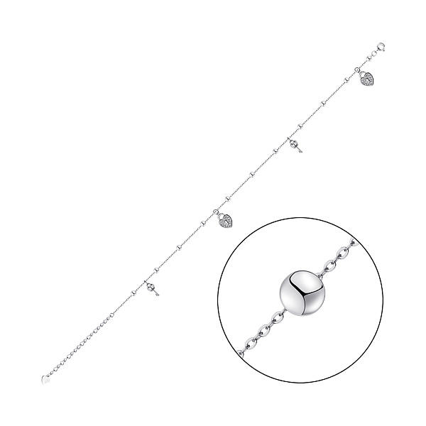Срібний браслет з підвісками та фіанітами (арт. 7509/Б2Ф/1095-22н) – зображення 1
