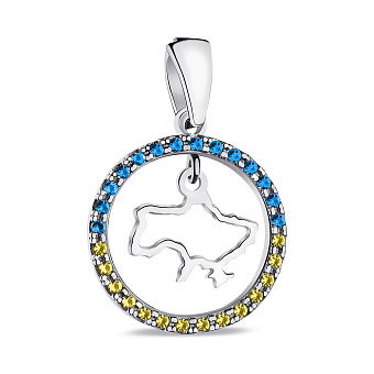 Серебряный подвес с голубыми и желтыми альпинитами (арт. 7503/А045агжпю)