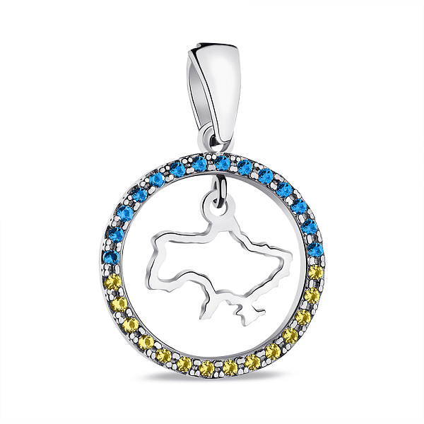 Срібній підвіс з блакитними і жовтими альпінітами (арт. 7503/А045агжпю) – зображення 1