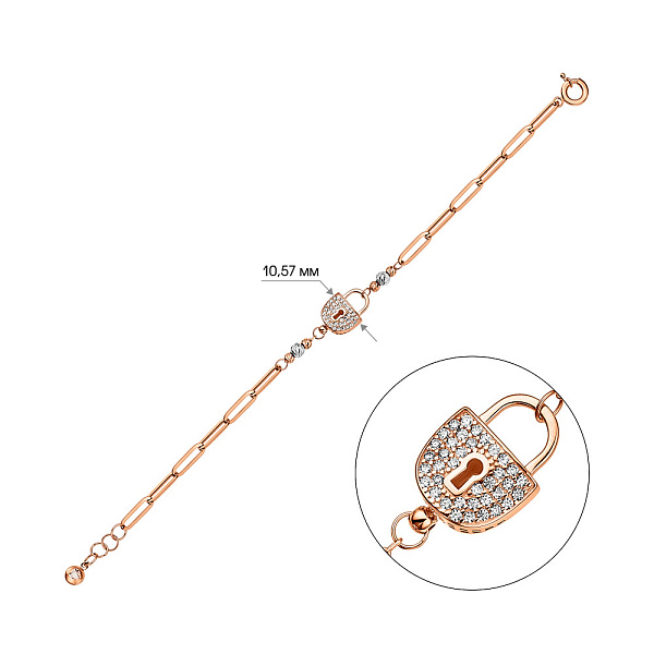 Золотой браслет "Замок" с фианитами (арт. 325474кб) – изображение 2