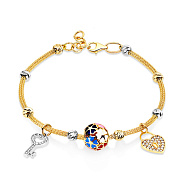 Фото Браслет з жовтого золота з емаллю і фіанітами (арт. 325055жбеП2)