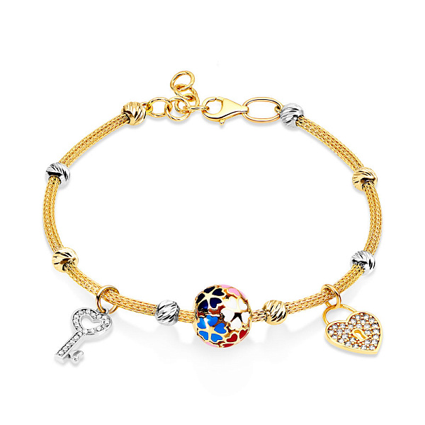 Браслет з жовтого золота з емаллю і фіанітами (арт. 325055жбеП2) – зображення 1