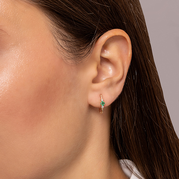 Сережки з червоного золота з смарагдом і діамантами  (арт. С011359и) – зображення 2