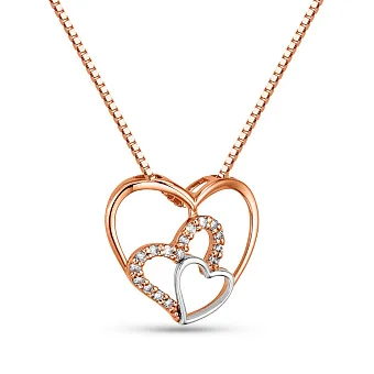 Золоте кольє Сердечка з діамантами (арт. Ц011430/2кб)