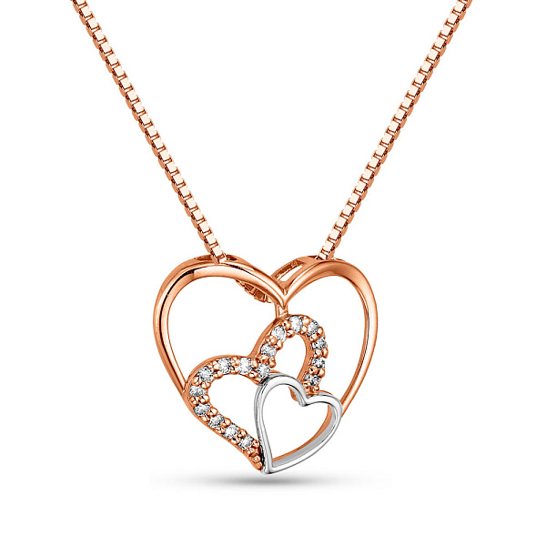 Золотое колье Сердечки с бриллиантами (арт. Ц011430/2кб) – изображение 1