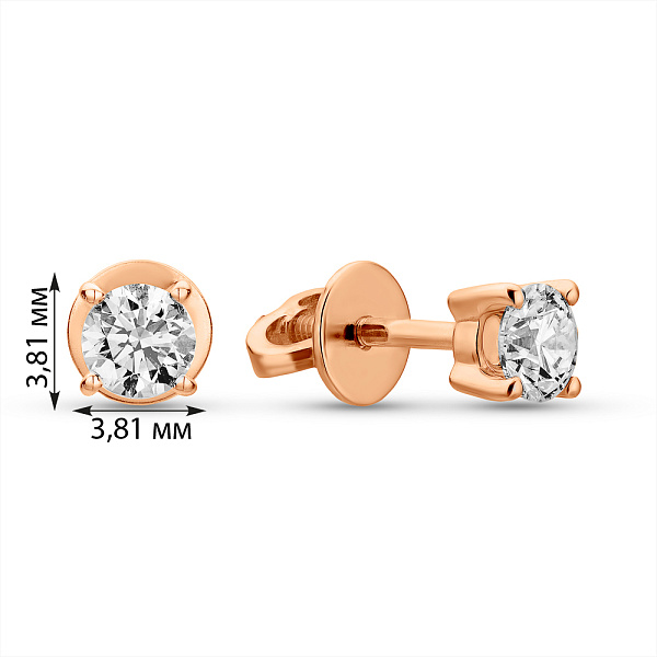 Золотые серьги с бриллиантами в красном цвете металла  (арт. Т01117005445) – изображение 3