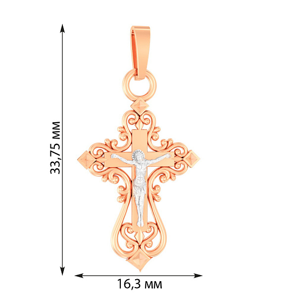Хрестик з червоного золота «Розп'яття Спасителя» (арт. 501353) – зображення 2