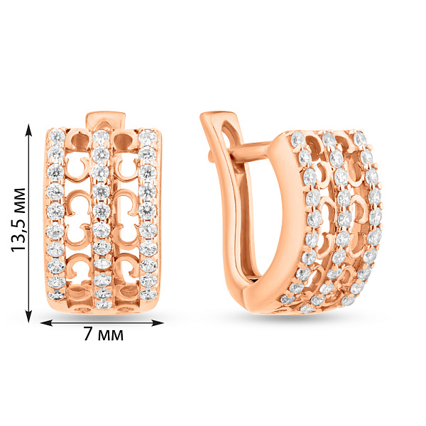 Серьги из красного золота с фианитами (арт. 103338) – изображение 2