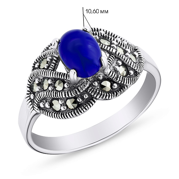 Серебряное кольцо с ониксом и марказитами (арт. 7401/3997мкрос) – изображение 2