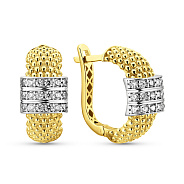 Сережки з жовтого золота з родіюванням (арт. 1092018жр)