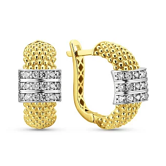 Серьги из желтого золота с родированием (арт. 1092018жр)