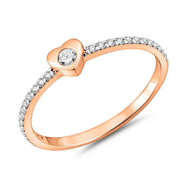 Золотое кольцо Сердце с фианитом (арт. 140017) – изображение 1