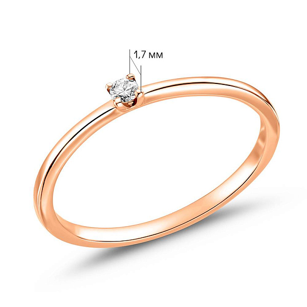 Помолвочное кольцо с бриллиантом из красного золота (арт. К011168) – изображение 4