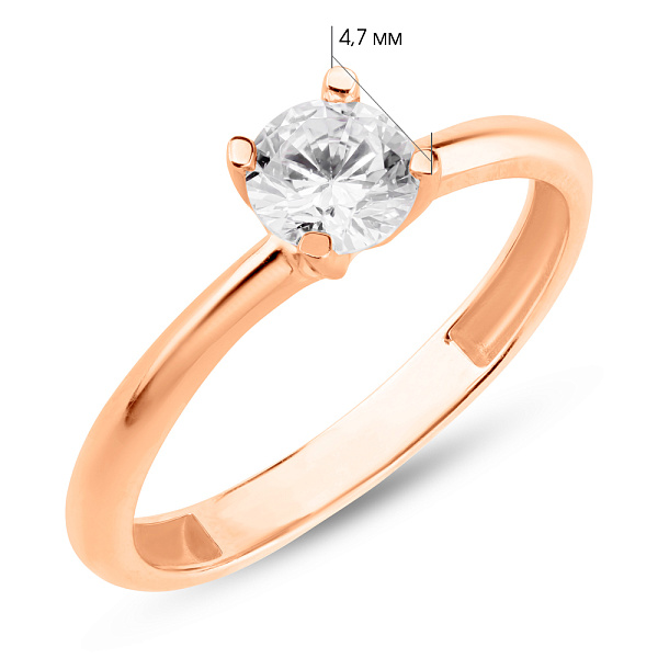 Золотое кольцо с фианитом (арт. 155820) – изображение 5