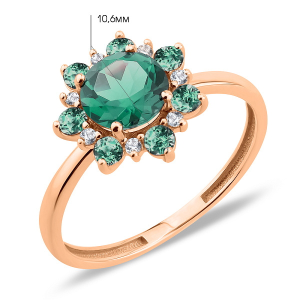 Золотое кольцо с кварцем и фианитами (арт. 141244Пзф) – изображение 5