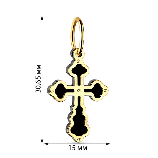 Крестик из желтого золота с ониксом (арт. 421615ж) – изображение 2