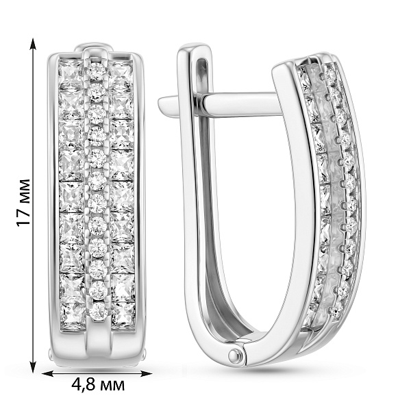Серьги  из белого золота с фианитами (арт. 111039б) – изображение 5