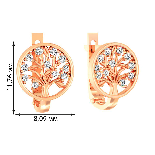 Сережки "Дерево життя" з червоного золота (арт. 110876) – зображення 2