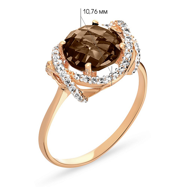 Золотое кольцо с кварцем и фианитами (арт. 140578Пкр) – изображение 2