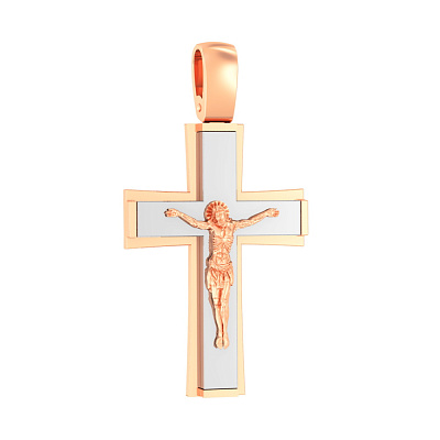 Крестик из красного и белого золота с распятием (арт. 501051кб)