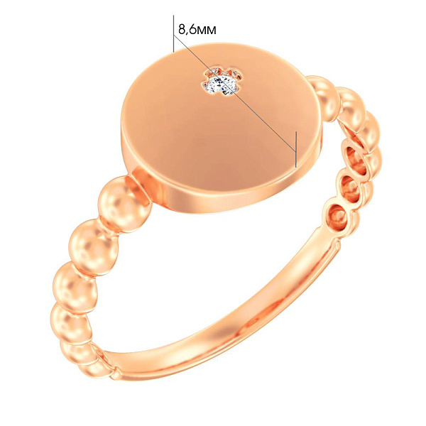 Золотое кольцо с одним фианитом (арт. 140914) – изображение 4