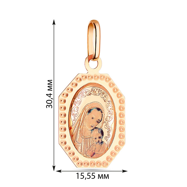 Ладанка Матерь Божия из красного золота (арт. 421677) – изображение 2