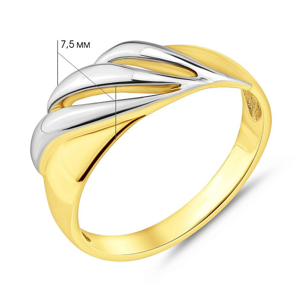 Кольцо из желтого золота с родированием (арт. 153942жб) – изображение 2