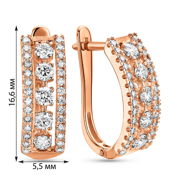 Серьги из красного золота с бриллиантами  (арт. 2191884201) – изображение 2