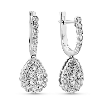 Фото Серьги-подвески из белого золота с бриллиантами (арт. С341449090б)