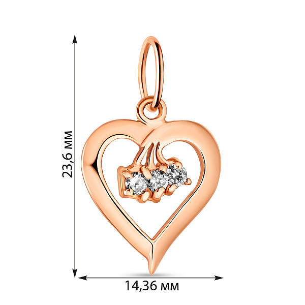 Золота підвіска Серце з фіанітами (арт. 420956) – зображення 2