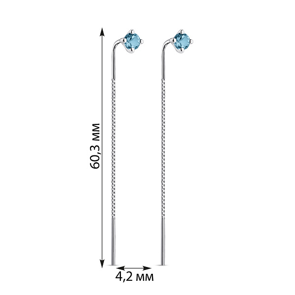 Серьги-протяжки из серебра с топазами (арт. 7502/2167518Пл) – изображение 2