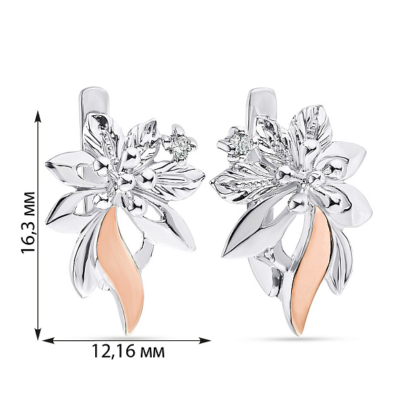 Серебряные серьги «Цветы»  (арт. 7202/1112863) – изображение 2